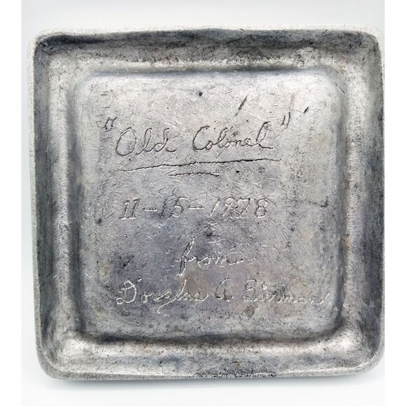 Metal Horse Ashtray Vintage Silver-Tone Inscribed to C.L.M. Tobacciana 1970s - Picture 12 of 14